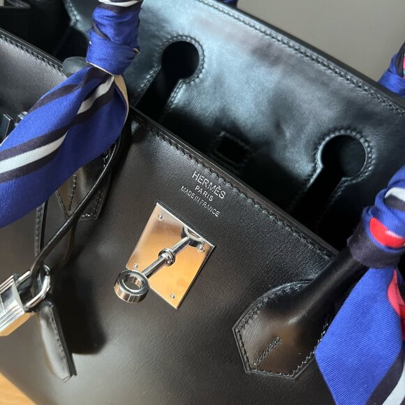 Wirkin Designer Inspired Black Box Leather 30 CM Bag - Picture 2 of 12